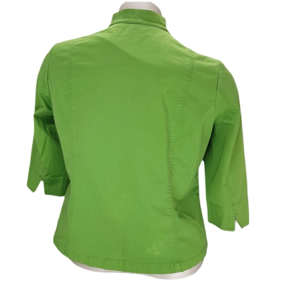 Coldwater Creek Womens 18W Blazer Jacket Green Button Front 3/4 Sleeve Stretch - Picture 3 of 6